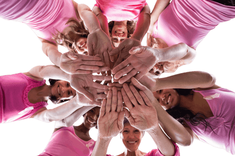 Women in Pink Uniting Hands for Breast Cancer Awareness, Transparent Image - Download Free Stock Videos Pikwizard.com