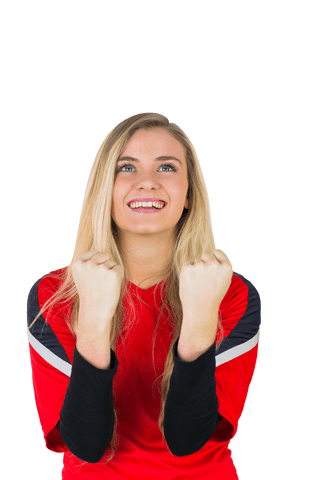 transparent excited cheerful female sports fan in red jersey - Download Free Stock Videos Pikwizard.com