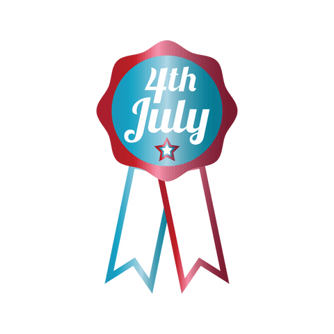 4th July Badge with Star Ribbon on Transparent Background