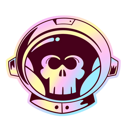 Transparent astronaut helmet with skull silhouette