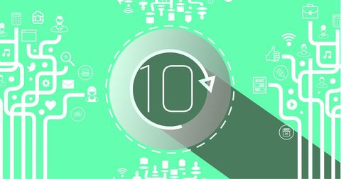 Vector illustration featuring circular countdown with technology icons