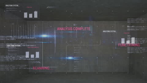 Digital Interface with Animated Data Processing Graphics