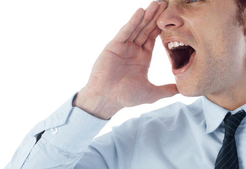 caucasian businessman shouting with hand cupped on face transparent - Download Free Stock Videos Pikwizard.com