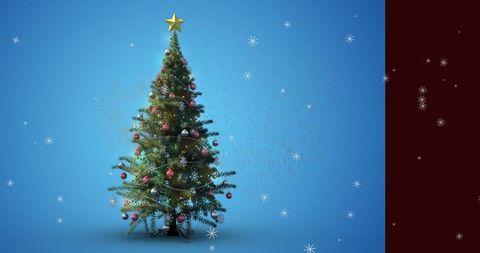 Artificial Christmas Tree with Golden Star and Decorations