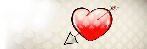 Transparent heart illustration with arrow symbolizing love