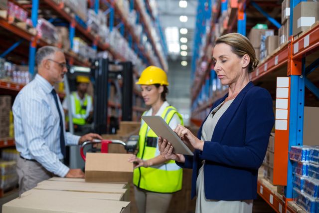 Warehouse Manager Using Digital Tablet in Distribution Center - Download Free Stock Images Pikwizard.com