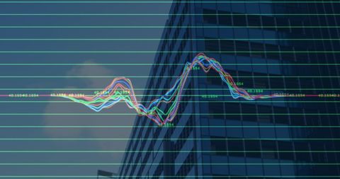 Dynamic business data visualization on modern office building