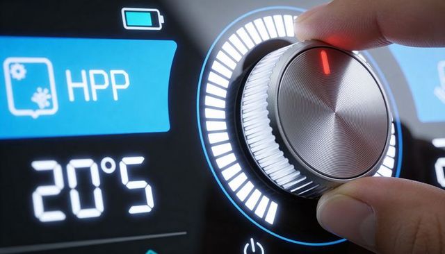 Fingertip adjusting high-tech car climate control dial with led ring and 20°c display