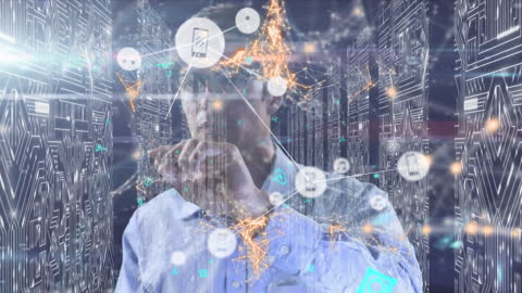 Man Multitasking with Augmented Digital Network Interface