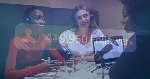 Diverse Women Collaborating on Podcast with Growing Followership - Download Free Stock Images Pikwizard.com