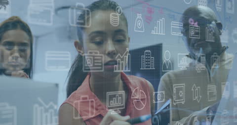 Business Team Analyzing Financial Data and Using Digital Devices