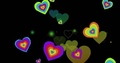 Colorful Rainbow Hearts on Black Background - Download Free Stock Images Pikwizard.com