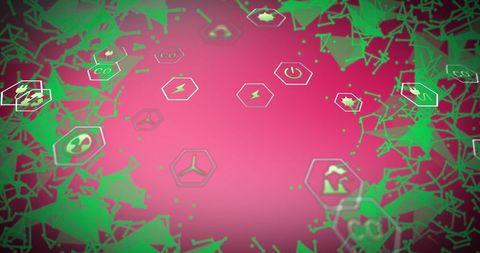 Futuristic Green Energy Icons on Digital Interface