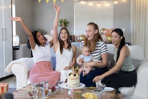 Diverse Group of Friends Celebrating Milestone Birthday Together