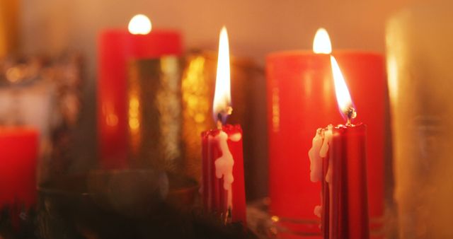 Close-up of candles burning during christmas time 4k