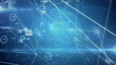 Digital Global Network Concept with Data Lines and Mapping