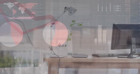 OffIce Workspace with Digital Statistical Analysis Overlay