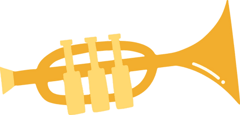 Transparent background with vibrant trumpet