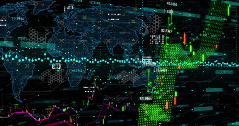 Global Data Processing Concept with World Map Animation