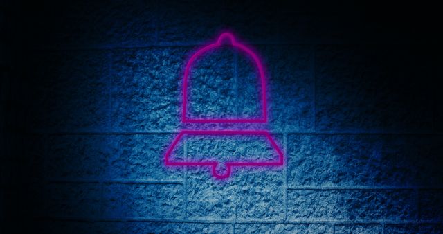 Neon Notification Bell Icon on Blue Background Signifying Digital Alerts - Download Free Stock Images Pikwizard.com