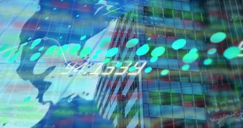 Global Financial Data Overlay on Urban Buildings and World Map - Download Free Stock Images Pikwizard.com