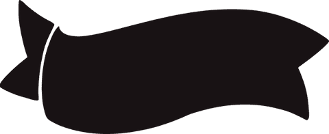 Silhouette of curved ribbon banner on transparent background