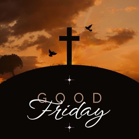 good friday crucifix at sunset with birds - Download Free Stock Templates Pikwizard.com