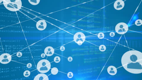 Digital Network Icons Overlapping Digital Data Background