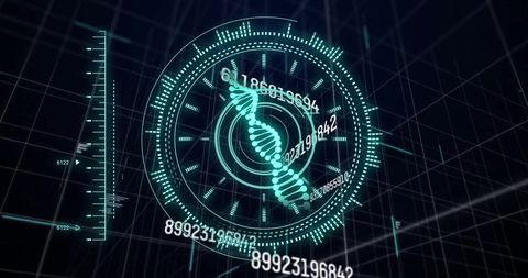 Futuristic DNA Data Visualization Over Complex Interfaces - Download Free Stock Images Pikwizard.com