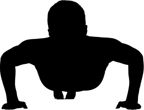 Silhouette of man doing push-ups transparent background