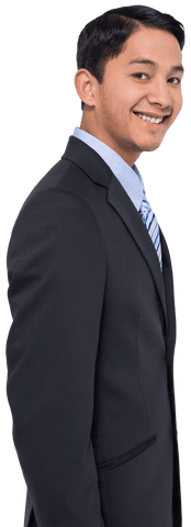 Confident young asian businessman on transparent background