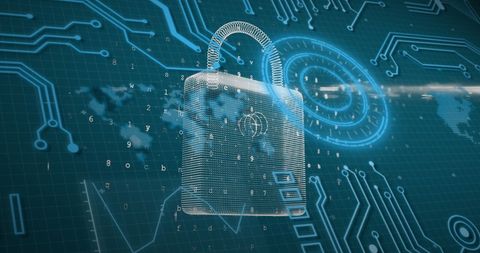 Cybersecurity Concept with Digital Padlock and Code Overlay - Download Free Stock Images Pikwizard.com