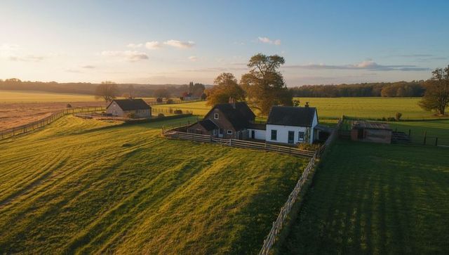 Charming Farmhouse Bathing in Serene Afternoon Light