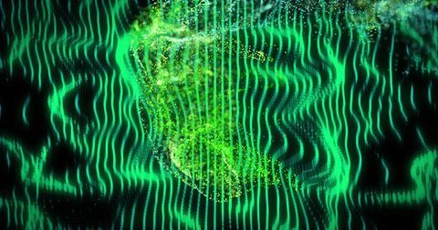 Abstract Green Wave Patterns on Black Background - Download Free Stock Images Pikwizard.com