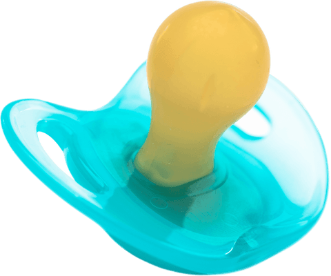 Transparent blue baby pacifier on clean background