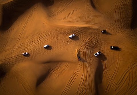 Off-road adventure in desert sand dunes