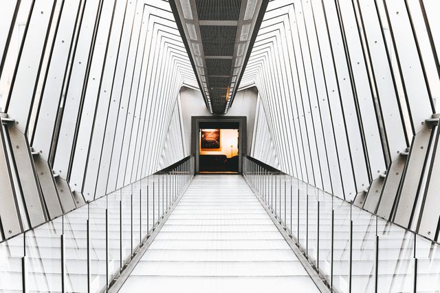 Modern Futuristic Interior White Walkway With Geometric Architecture - Download Free Stock Photos Pikwizard.com