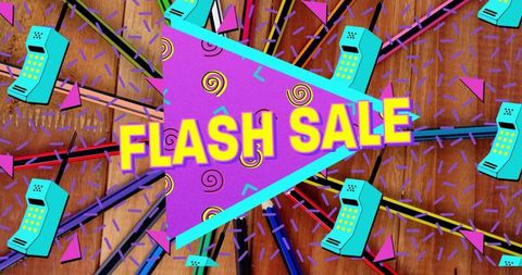 Vibrant Retro Flash Sale Announcement with Geometric Design