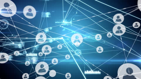 Digital Network Connectivity with Icons and Data Analytics Lines