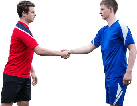 Sportsmanship Displays Players Shaking Hands on Transparent Background