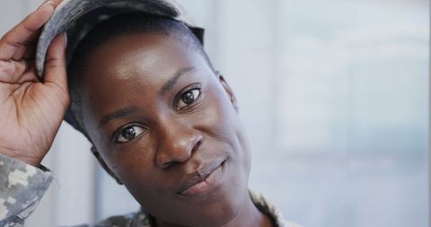 Confident African American Military Woman in Hospital