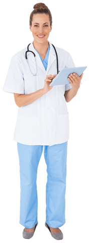 Smiling Nurse Using Tablet on Transparent Background - Download Free Stock Videos Pikwizard.com