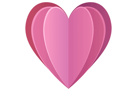 Transparent Pink Paper Heart Illustration for Valentine's Designs
