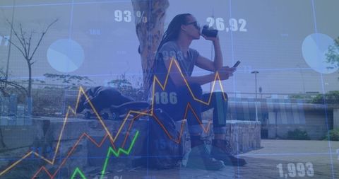 Modern Businessman Analyzing Data While Relaxing Outdoors