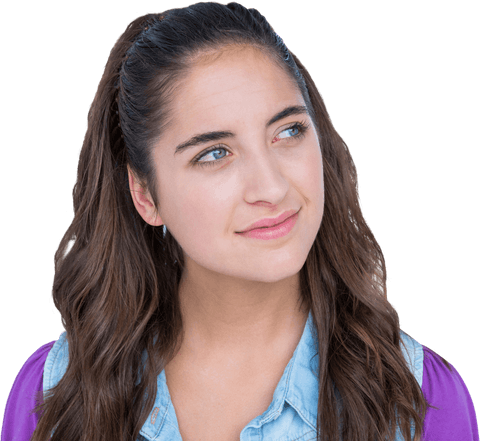 Thoughtful Brunette Woman Looking Away Transparent Image