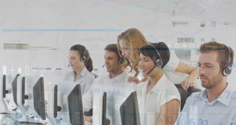 Diverse Business Team Working with Headsets