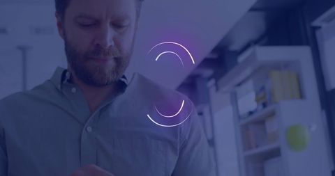 Professional Man in Office Online with Loading Screen Overlay