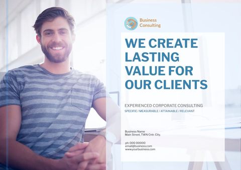Confident Businessman Promoting Consulting Services with Professionalism - Download Free Stock Templates Pikwizard.com
