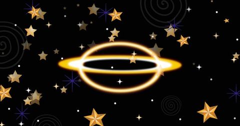 Glowing Stars on Black Void with Abstract Orbiting Phenomenon