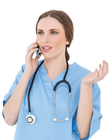Transparent Doctor Taking Important Phone Call Modern Professional